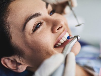 Woman at a dental cleaning