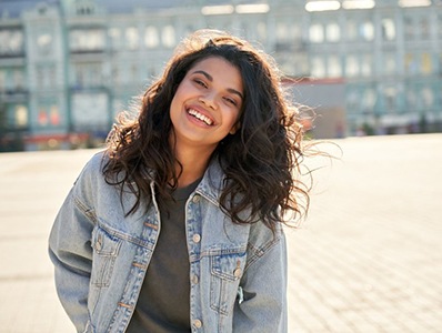 Lady smiles
