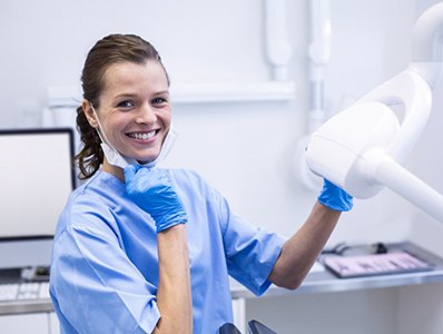 Dental hygienist smiles