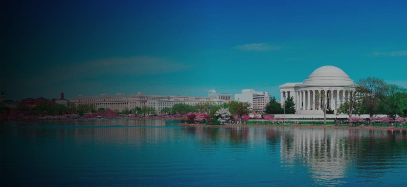 Cityscape view of the Thomas Jefferson Memorial