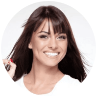 Dark haired woman smiling