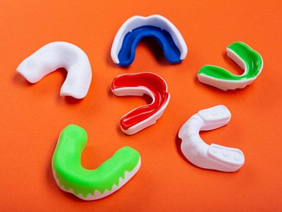 Assortment of custom sports mouthguards